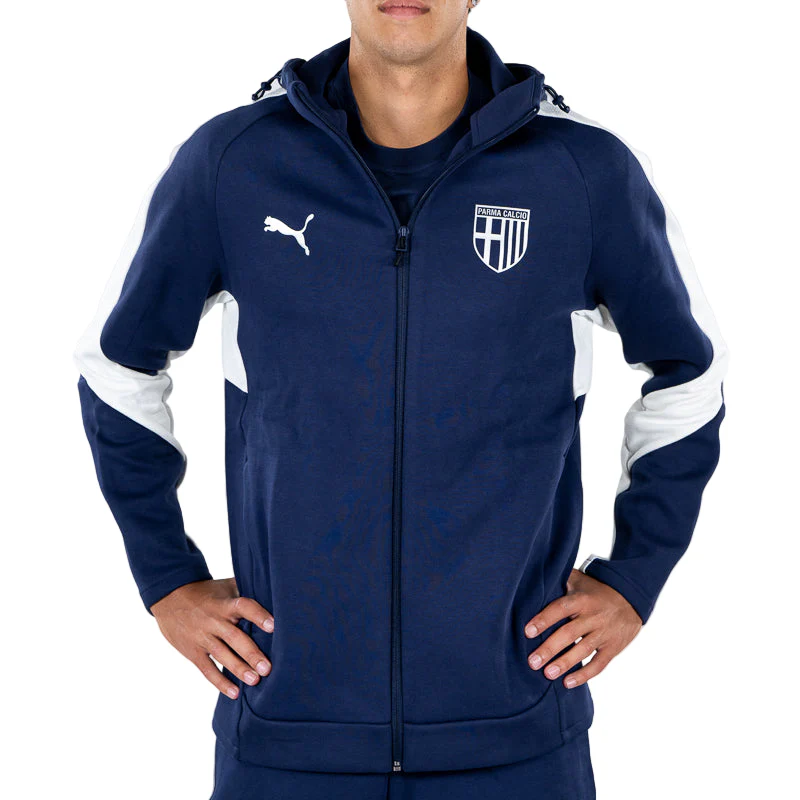 Felpa Hooded Evostripe Zip Blu Navy - Parma Calcio - Image 5
