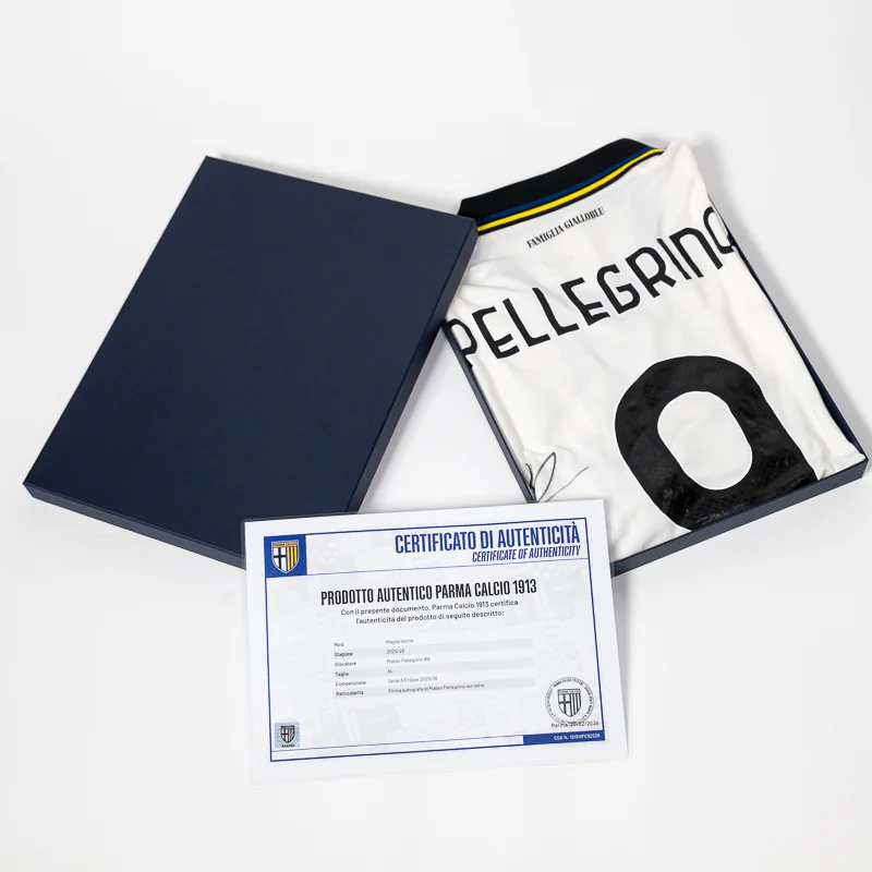 Maglia Gara Home 25/26 autografata da Pellegrino 9 - Parma Calcio